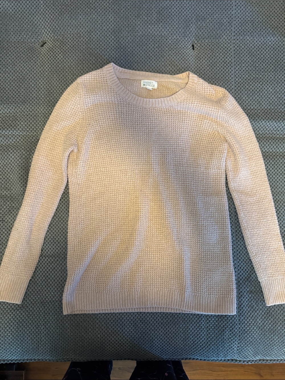 Market & Spruce Blush Pink Waffle Knit Crewneck Sweater